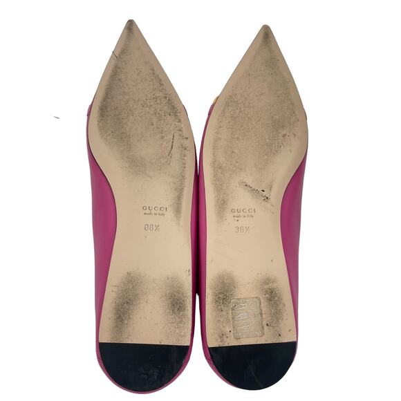 Gucci Horsebit Pointed Toe Mary Jane Ballet Flats Pink Size 38.5 - Picture 10 of 13